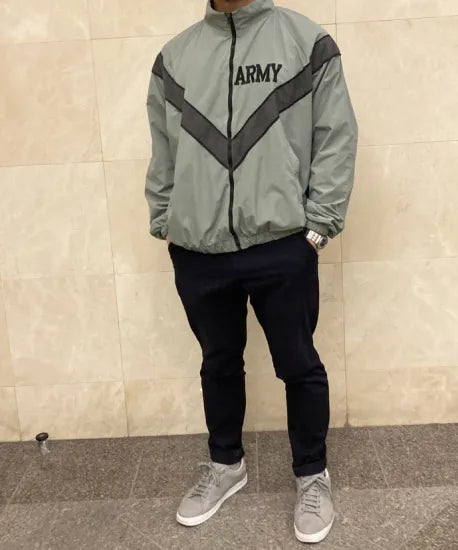 アメリカ軍 U.S.ARMY グレー 前期型 トレーニングジャケット USED A78U=