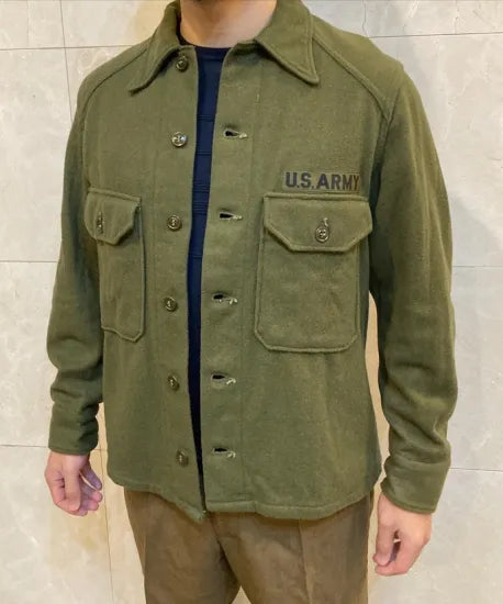 アメリカ軍 U.S.ARMY ビンテージ OG-108 ウール フィールドシャツ ワッペン付 USED A17UVW