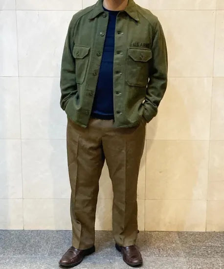 アメリカ軍 U.S.ARMY ビンテージ OG-108 ウール フィールドシャツ ワッペン付 USED A17UVW