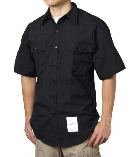 アメリカ海軍 U.S.NAVY ブラック リメイク 半袖ドレスシャツ 新品 -