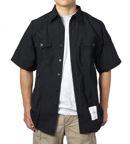 アメリカ海軍 U.S.NAVY ブラック リメイク 半袖ドレスシャツ 新品 -