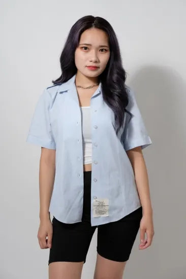 【レディース特価】アメリカ空軍 USAF レディース タックイン 半袖ドレスシャツ USED AF-SS-LU-