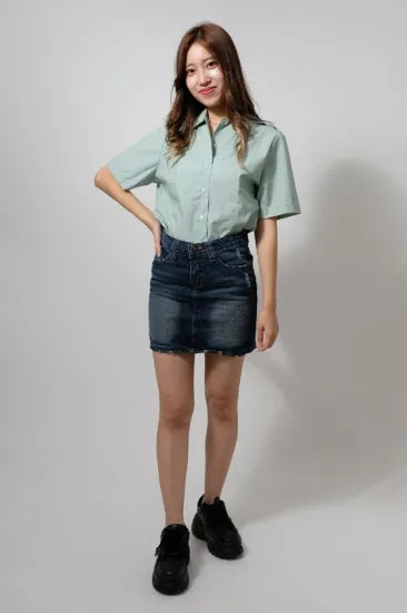 【レディース特価】アメリカ陸軍 U.S.ARMY レディース タックイン 半袖ドレスシャツ USED -