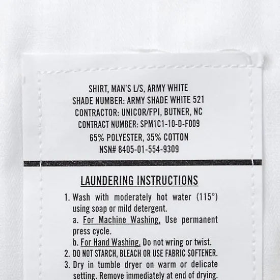 (11/22まで特価)アメリカ軍 U.S.ARMY ホワイト 長袖ドレスシャツ 新品 A61N-