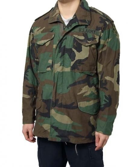 アメリカ軍 ウッドランドカモ M-65 フィールドジャケット ワッペン付 USED A6UW
