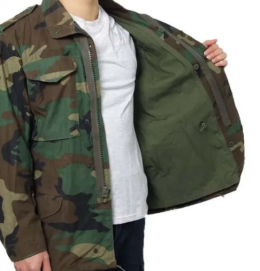 アメリカ軍 ウッドランドカモ M-65 フィールドジャケット ワッペン付 USED A6UW