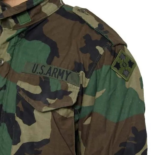 アメリカ軍 ウッドランドカモ M-65 フィールドジャケット ワッペン付 USED A6UW