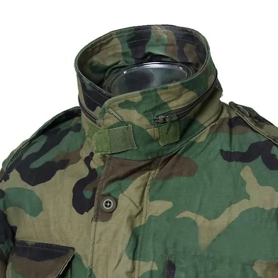 アメリカ軍 ウッドランドカモ M-65 フィールドジャケット ワッペン付 USED A6UW