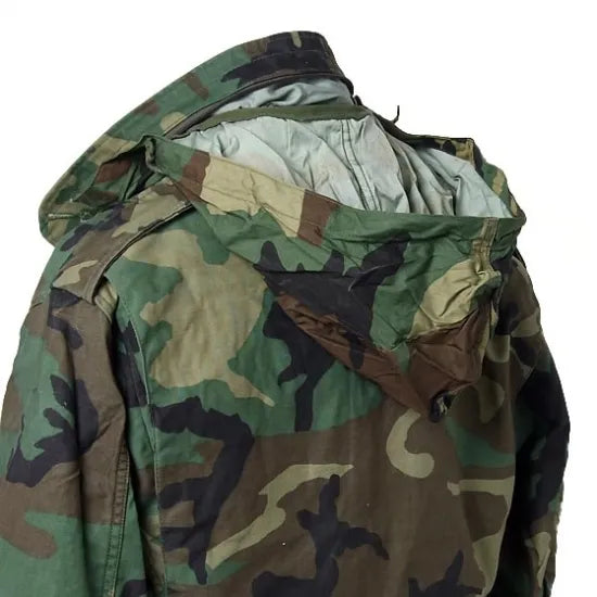 アメリカ軍 ウッドランドカモ M-65 フィールドジャケット ワッペン付 USED A6UW