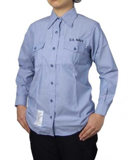【レディース特価】アメリカ海軍 U.S.NAVY レディース シャンブレーシャツ ワッペン付 新品 A62LNW-