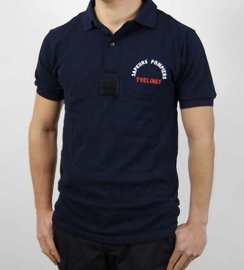 【ビッグ&スモール特価】フランス・イブリーヌ消防 Sapeurs Pompiers Yvelines ネイビー ポロシャツ 新品 F68N=