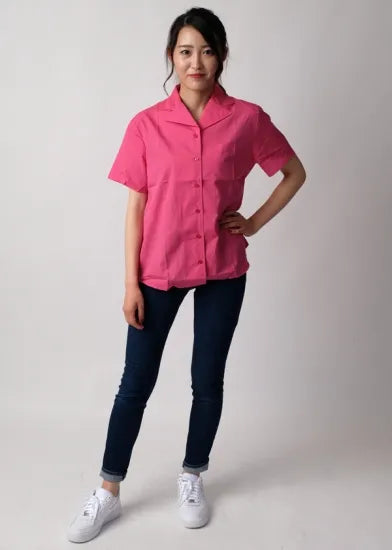 【レディース特価】フランス Balsan社 ピンク レディース 長袖&半袖 ワークシャツ 新品 -