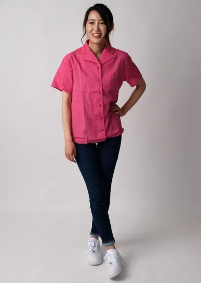 【レディース特価】フランス Balsan社 ピンク レディース 長袖&半袖 ワークシャツ 新品 -