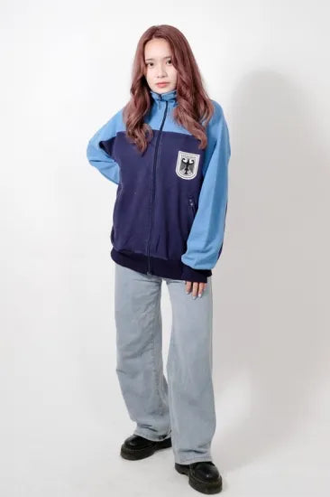 ドイツ軍 ネイビー/ライトブルー 前期型 フィジカルトレーニングジャケット USED G22U=