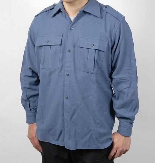 イタリア軍 ブルーグレー フラネルシャツ 新品 E44N=