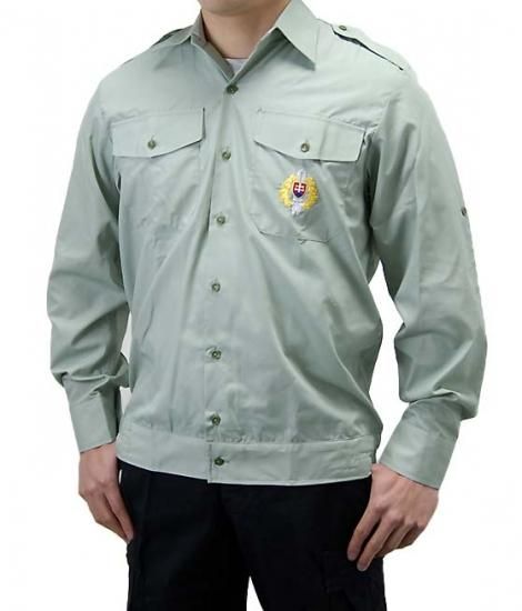 ビッグ特価、チェコ軍 ライトグリーン エンブロイシャツ 新品 E98N-SB-