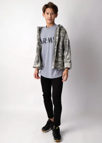 アメリカ軍 U.S.ARMY グレー 前期型 IPFU トレーニング Tシャツ USED T45U-