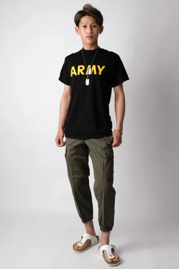 アメリカ軍 U.S.ARMY ブラック 後期型 APFU トレーニングTシャツ USED T45BU-