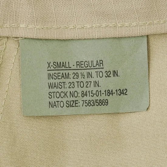 U.S. ベージュ コンバットパンツ 新品 121N=