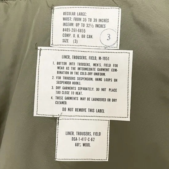 アメリカ軍 OD M-51 パンツライナー 新品 51LINER-N