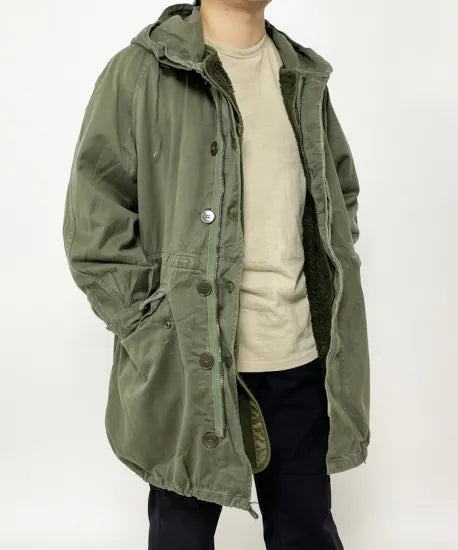 (12/6まで特価)フランス軍 OD M-64 フィールドパーカー ボアライナー付 USED 424LU