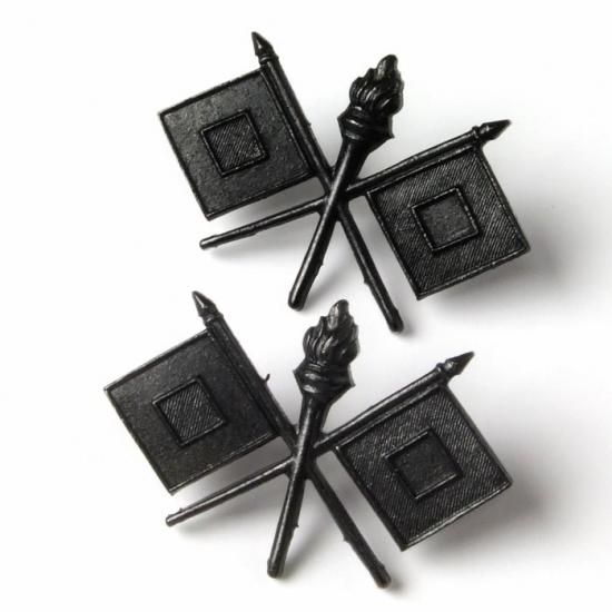 【1ペア】アメリカ陸軍通信部隊 U.S.ARMY ブラック シグナル襟章 新品 18N-