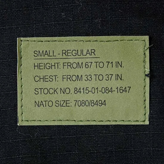 U.S. ブラック リップストップ コンバットジャケット 新品 A1BN=