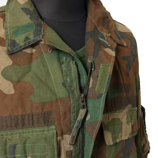 アメリカ軍 ウッドランドカモ エアクルー パイロットジャケット ワッペン付 USED A11CUW=