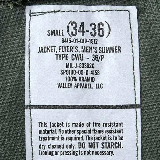 アメリカ軍 CWU-36/P フライトジャケット ニアニュー A21N2