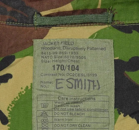 イギリス軍 DPM カモフラージュ ワッペン付 6ポケット コンバットスモックジャケット USED B34UW