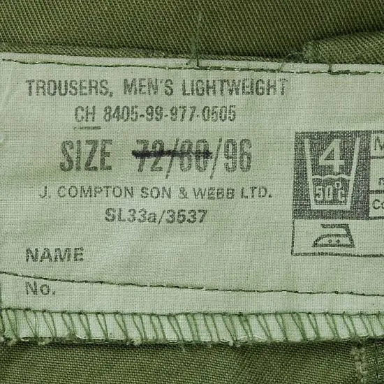 イギリス軍 OD ベイカーパンツ サイドポケット付 USED 201U-