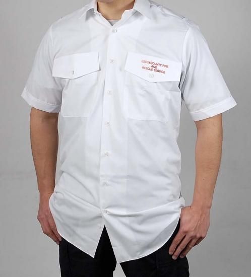 イギリス消防 ファイアー&レスキュー ホワイト 半袖ワークシャツ 新品 =