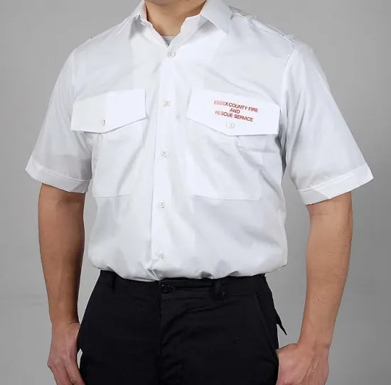 イギリス消防 ファイアー&レスキュー ホワイト 半袖ワークシャツ 新品 =