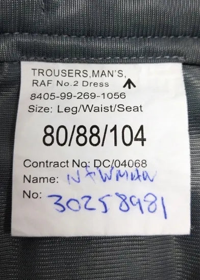 イギリス空軍 RAF ブルーグレー No.2 ドレスパンツ USED 206YU=