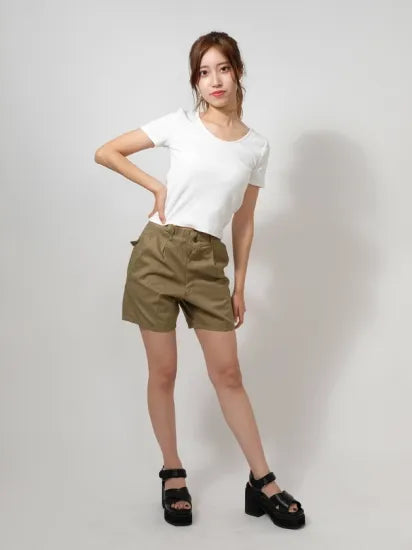 イタリア軍 ベージュ AMI チノショートパンツ USED 704U-