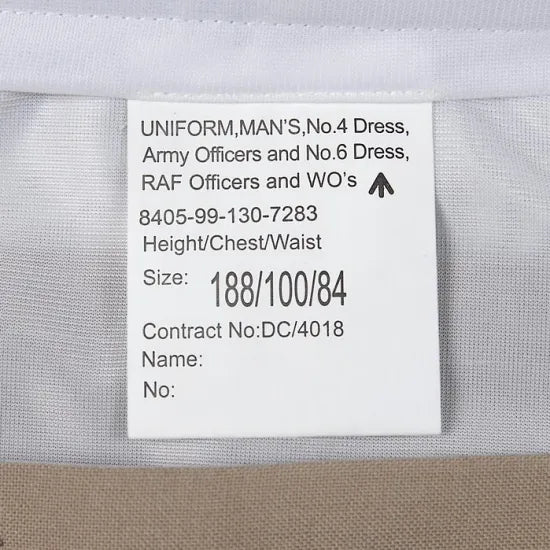 イギリス軍 BA No.4 & RAF No.6 ベージュ トロピカル オフィサーパンツ ベルトループなし 新品 211NB=