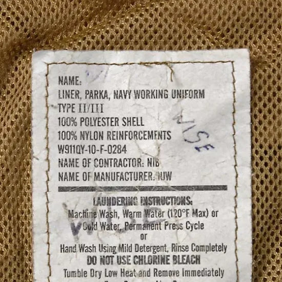 アメリカ海軍 U.S.NAVY コヨーテ NWU TYPE II/III パーカー用 フリース ライナージャケット USED A31CU-LINER