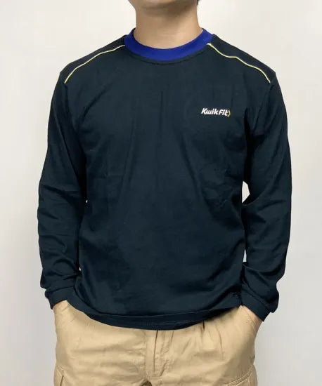 イギリス ネイビー Kwik Fit ロングTシャツ 新品 B70N=