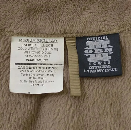(11/8まで特価)アメリカ軍 コヨーテ Polartec ECWCS Gen3 Level3 フリースジャケット 上質USED A31CN3