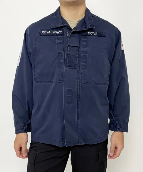 (11/8まで特価)イギリス海軍 ROYAL NAVY コンバットジャケット ワッペン多数付 USED B25UW=