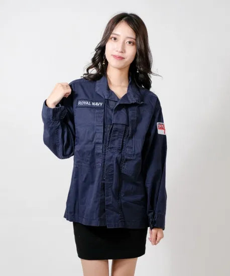 (11/8まで特価)イギリス海軍 ROYAL NAVY コンバットジャケット ワッペン多数付 USED B25UW=