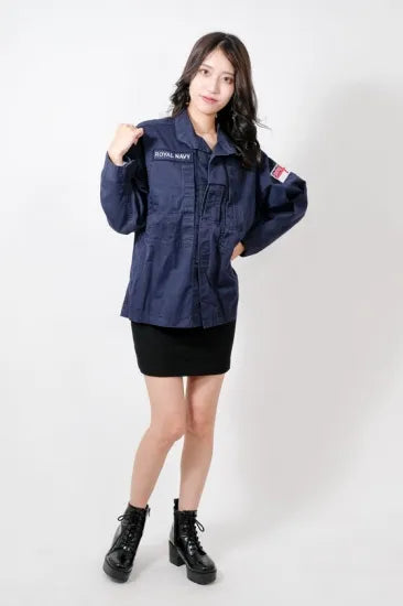 (11/8まで特価)イギリス海軍 ROYAL NAVY コンバットジャケット ワッペン多数付 USED B25UW=