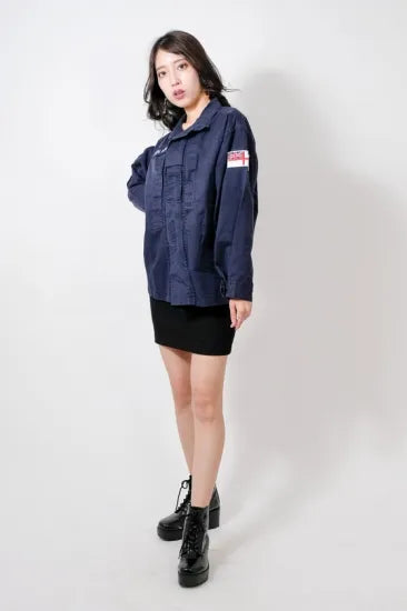(11/8まで特価)イギリス海軍 ROYAL NAVY コンバットジャケット ワッペン多数付 USED B25UW=