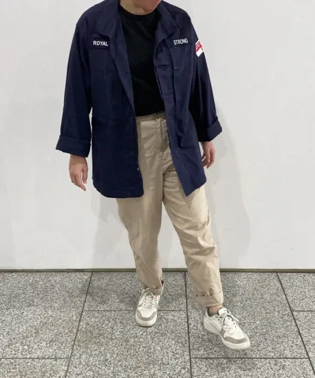 (11/8まで特価)イギリス海軍 ROYAL NAVY コンバットジャケット ワッペン多数付 USED B25UW=