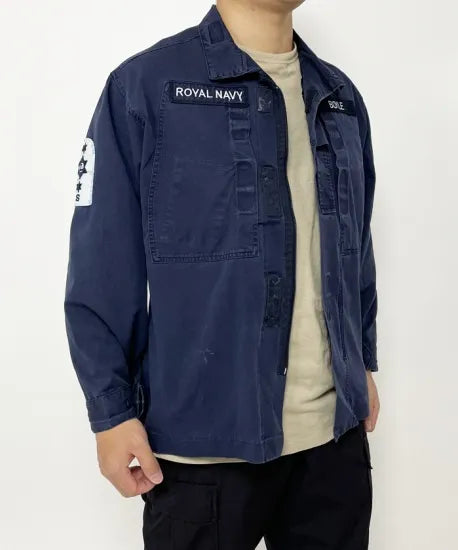 (11/8まで特価)イギリス海軍 ROYAL NAVY コンバットジャケット ワッペン多数付 USED B25UW=