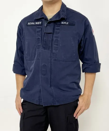 (11/8まで特価)イギリス海軍 ROYAL NAVY コンバットジャケット ワッペン多数付 USED B25UW=