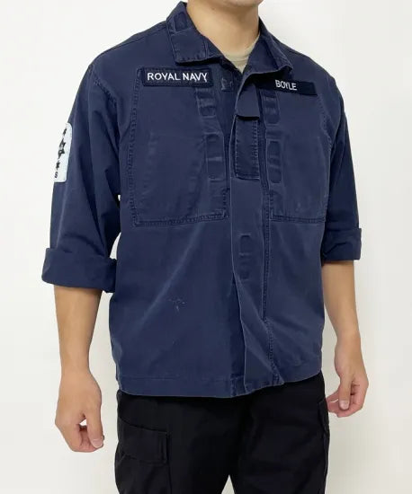 (11/8まで特価)イギリス海軍 ROYAL NAVY コンバットジャケット ワッペン多数付 USED B25UW=