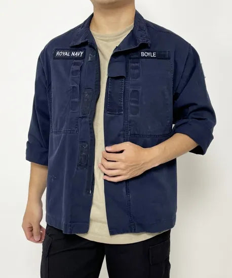 (11/8まで特価)イギリス海軍 ROYAL NAVY コンバットジャケット ワッペン多数付 USED B25UW=