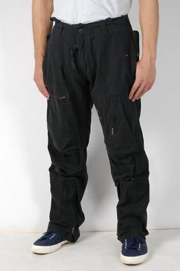 U.S. ブラック フロントジッパー パイロットパンツ 新品 125BN=