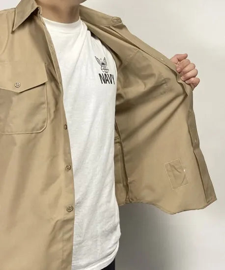 アメリカ海兵隊 USMC カーキ リメイク 半袖ドレスシャツ 新品 -